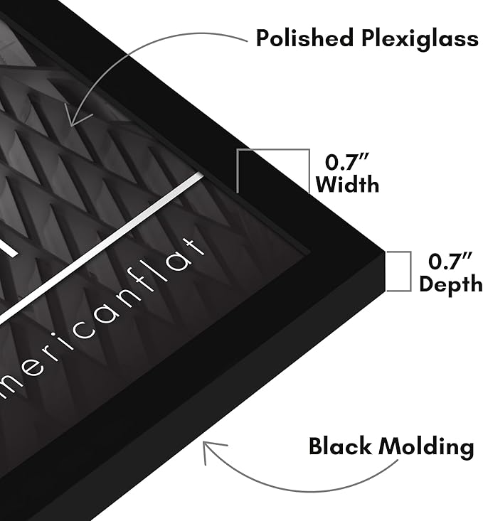 Americanflat 24x24 Picture Frame with Polished Plexiglass - Streamline Collection - Thin Border Square Frame for Wall Display - Hanging Hardware Included - Black