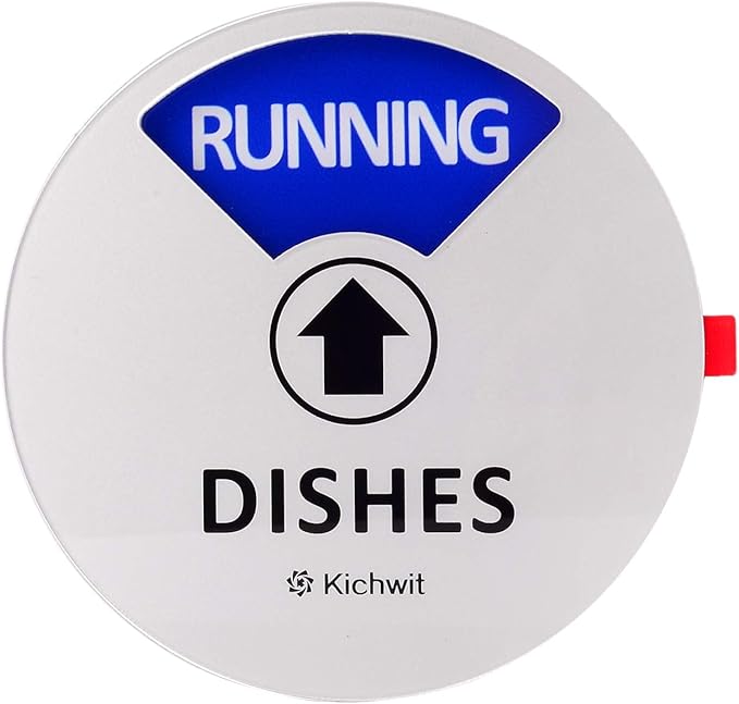 Kichwit Dishwasher Magnet Clean Dirty Sign Indicator with Running and Empty Options, Works on All Dishwashers, Non-Scratch Strong Magnetic Backing, Residue Free Adhesive Included, 4 Inch, Silver