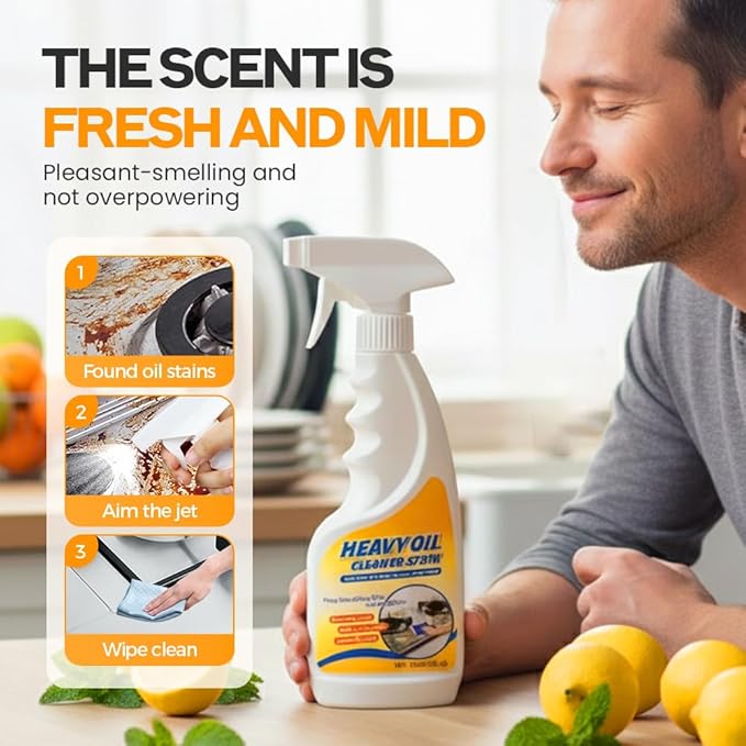 Heavy Oil Multi Purpose Cleaner Stain, Effective Multi-Purpose Cleaner with Kitchen Cleaning Sponges for Household, Oven, Stove, Range Hood, Sink, Heavy Oil Cleane (1PCS)