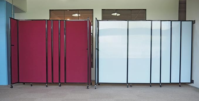 Wall-Mounted Sliding StraightWall Room Divider | Adjustable Widths | Locking Wheels | Room Separator | Up to 15'6" Wide x 7'6" Tall Royal Blue Fabric Panels