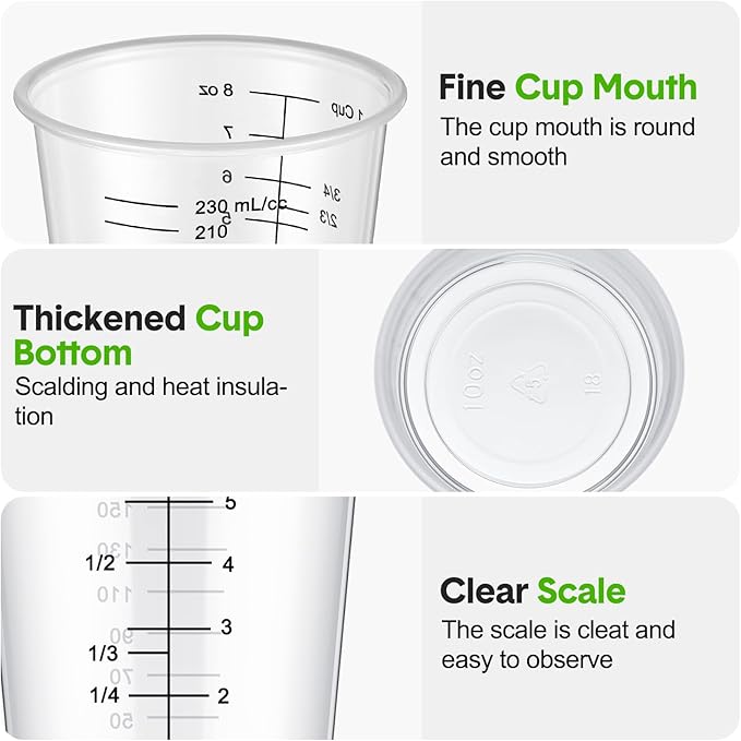 Yunsailing 100 Pack Disposable Measuring Cups for Resin 8 oz Clear Plastic Epoxy Reusable Liquid Mixing Cups for Cooking and Baking Supplies