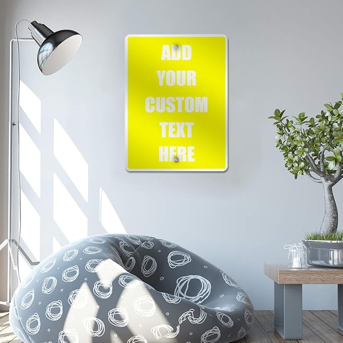 Aluminum Weatherproof Metal Sign Multiple Sizes Custom Personalized Text Here Yellow White Caution Vertical Street 12x18Inches