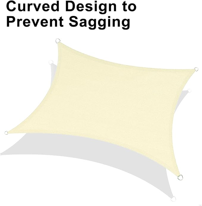 LOVE STORY Custom Size 11' x 13' Butter Cream Sun Shade Sail Canopy Commercial Rectangle Sail Shade Fabric for Patio Garden Backyard Pool (Customized)