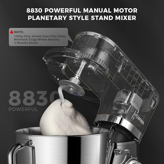 6.5 Quart Electric Mixer, 6+1 Speed 660W Tilt-Head Kitchen Food Mixers with Whisk, Dough Hook, Mixing Beater & Splash Guard for Baking, Cake, Cookie, Kneading, ETL Certified (Black)