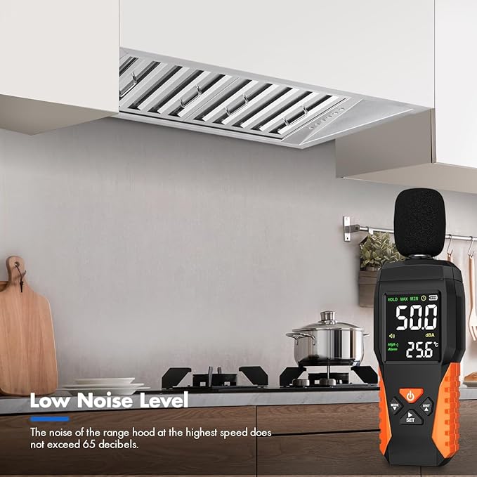 Micmi 48 inch Built-in Range Hood Insert Vent, Dual Motors Stainless Steel Kitchen 1400 CFM with Push Button Control, Ducted, Baffle Filters, 4 Speed Stove Exhaust Fan, ETL listed
