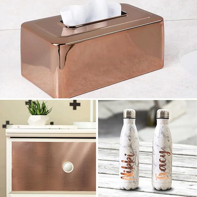 Hopepak Rose Gold Contact Paper Peel and Stick Wallpaper Stainless Steel Contact Paper Countertop Metallic Wallpaper for Kitchen Backsplash DIY Decor Fridge Appliances Cover 17.3''X78.7''