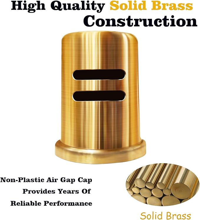 Dishwasher Air Gap Cover Gold only, Skirted, Replacement air gap dishwasher,Solid Brass,Brushed Gold Finish