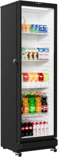 BEYOU Commercial Refrigerators, 12.2 cu. Ft Display Fridge with Double-Tempered Glass Door Door,Merchandiser for Living Room, Bar, Garage（Black）
