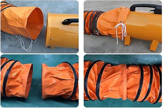 PVC Flexible Duct Hose, HVAC Duct Hosing Flame Retardant for 8in Ventilator Utility Blower Fan with Adjustable Rope and D-Ring, Easy Storage (8inx16ft)