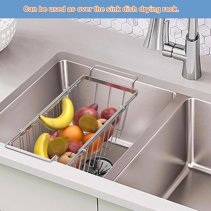 Large Freezer Baskets for Chest Freezer with Dividers, Deep Freezer Organizer Bins Expandable 15.5"~24.5", Hanging Storage Container Baskets for Chest Freezer Sort Frozen Meats