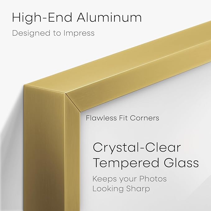 Homeforia 15x18 Diploma Frame Gold, High End Metal 15 x 18 Gold Certificate Frame with Mat 11 x 14, 18by15 Document Frames Matted to 11x14, Graduation Degree Frames, Tempered Glass, Wall Kit, Set of 3