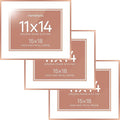 Homeforia 15x18 Diploma Frame Rose Gold, High End Metal 15 x 18 Certificate Frames with Mat 11 x 14, 15by18 Document Frame Matted to 11x14, Graduation Degree Frames, Tempered Glass, Wall Kit, Set of 3