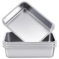 4 Pack Stainless Steel Commercial Bus Tubs Food Grade Meat Processing Tubs Lug Wash Basin Tote Box for Dishwashing, Kitchen, Restaurant, Utility (32 L)