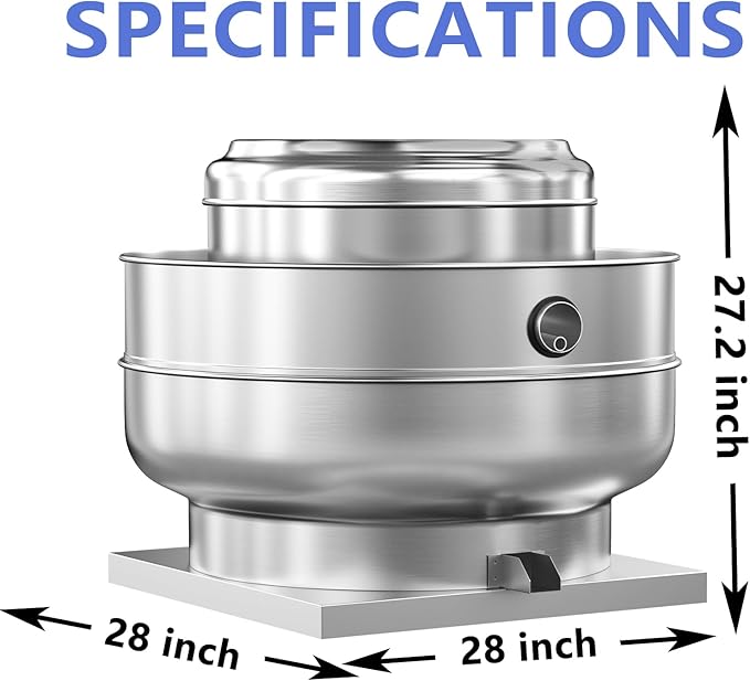 Restaurant Hood Grease Rated Exhaust Fan-Direct Drive Centrifugal Upblast Exhaust Fan 2HP 208-230V Single Phase Motor 6300 CFM, ETL Listed
