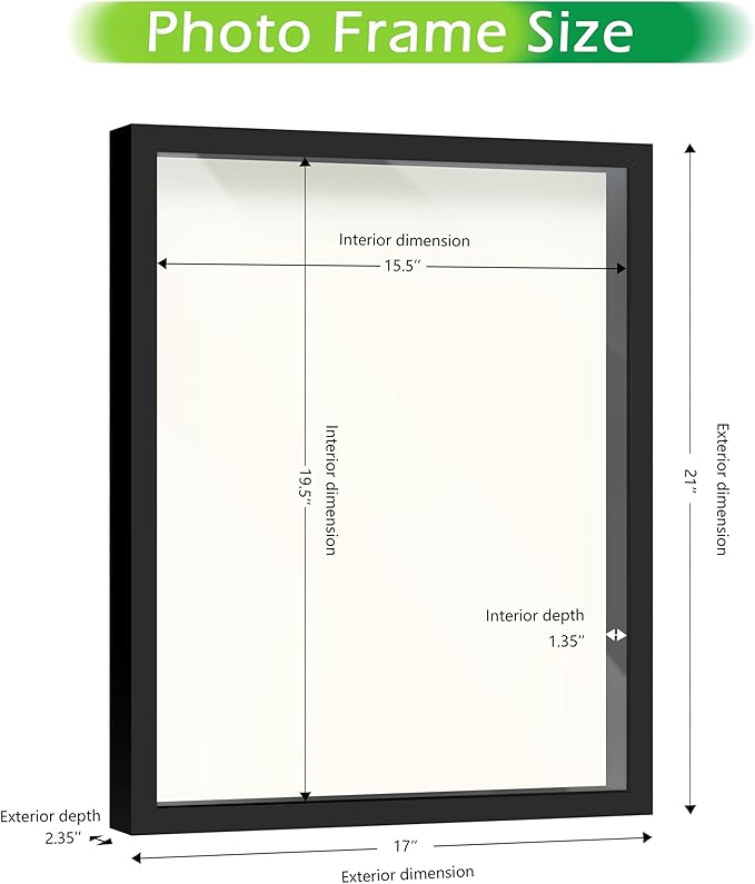 FrameWorks 16" x 20" Black Driftwood Wooden Shadow Box Frame – Soft Felt Back, Tempered Glass, and Included Elegant White Ball Push Pins