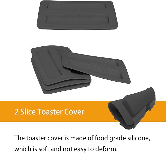 2 Pack Toaster Cover 2 Slice Toaster Cover Silicone Toaster Lid Bread Machine Cover Bread Maker Accessories (Black)