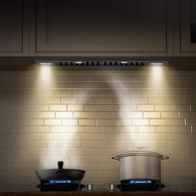 VEVOR Range Hood Insert, 30 Inch Built-in Kitchen Vent Hood, 800CFM Steel Stove Hood, with Gesture & Touch Control, LED Light, Baffle Filters, 4-Speed Exhaust Fan, Ducted/Ductless Convertible