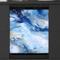 Marble Ripple Blue White Dishwasher Magnet Cover, Reusable Refrigerator Panel Stickers Microwave Front Door Covers Magnets for Kitchen Home Appliances Holiday Party Decorations 23 X 26 in