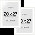 Homeforia 20x27 White Picture Frame, High End Oak 20x27 White Wooden Poster Frames with Mat 16x24 for Print, 20 x 27 Wood Frame Matted to 16 x 24 Photo, 27x20 Frame, Tempered Glass, Wall Kit, Set of 2