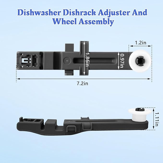 W10571738 Dishwasher Upper Dishrack Adjuster And Wheel Assembly Compatible with Whirlpool Maytag Dishwasher Top Rack Wheel Assembly Replacement Parts 3449627 PS11756470 WPW10571738 AP6023130 (1 Pack)
