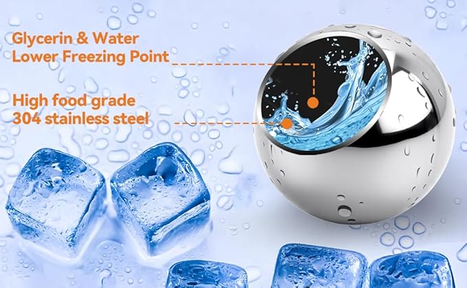 2 Pack XL Espresso Frozen Ball for Espresso Coffee, Stainless Steel Espresso Chilling Ball Espresso Cooler Espresso Machine Accessories