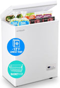 Chest Freezer Ultra-Low Temperature Deep Freezers (Down to -11.2 ℉) with Two Removable Baskets Accurate Display of Cabinet Temp Freestanding White