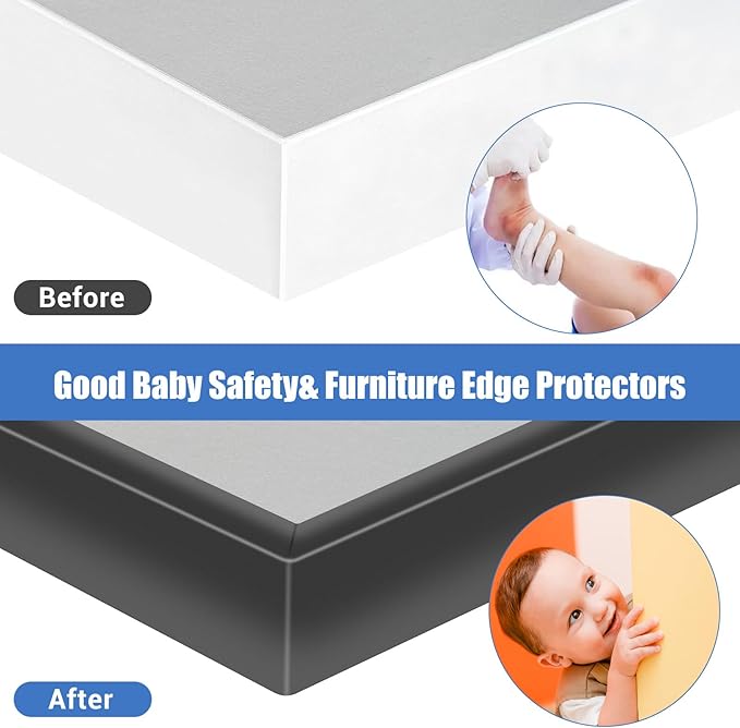 Rubber Edge Trim, Self-Adhesive U Shaped Edge Protector for Plywood, Cabinet, 1-7/8" Wood Edge Banding, Flexible Furniture Repair, EPDM Material, Fit 1-7/8"(48mm), Length 20Ft, Black