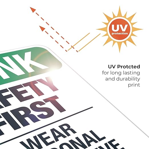 Think Safety First Wear Personal Protective Equipment Sign, 18x24 Inches, Rust Free .063 Aluminum, Fade Resistant, Made in USA