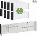 8 Pack Drawer Dividers for Clothes, 3.74" High 14.76"-25.79" Adjustable Expandable Dresser Drawer Organizer, Clear Plastic Separators for Dresser, Baby Clothing, Underwear, Cosmetic, Toilet