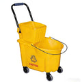 HealSmart 28-Quart Commercial Mop Bucket with Side-Press Wringer & Wheels – Multi-Functional Storage, High Efficiency Dehydration, Anti-Splash Design for Floor Cleaning in Offices, Malls, Yellow