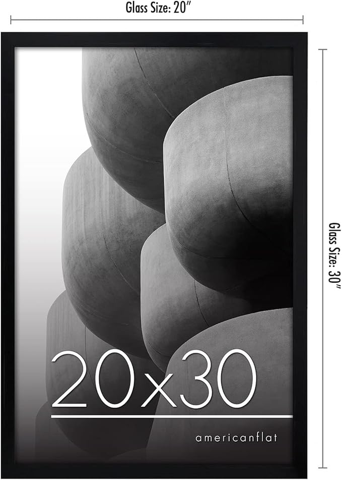 Americanflat 20x30 Poster Frame with Polished Plexiglass - Streamline Collection - Thin Border Picture Frame for Wall Display - Hanging Hardware Included - Black