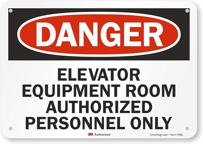 SmartSign “Danger - Elevator Equipment Room, Authorized Personnel Only” Sign | 7" x 10" 3M Reflective Aluminum
