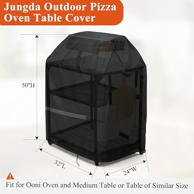 Outdoor Pizza Oven Table Cover for Ooni Oven and Medium Table, Outdoor Bar Table Cover Waterproof Heavy Duty for Patio Grill Table - 32''L x 24''W x 50''H