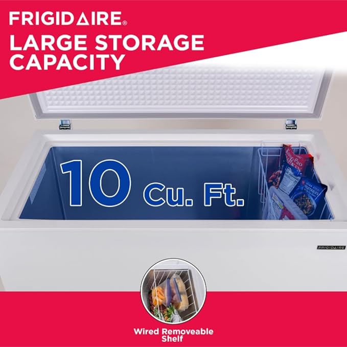FRIGIDAIRE 10 Cubic Foot Chest Freezer, 10 cu ft, White