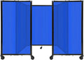 Versare Polycarbonate Room Divider 360 Portable Wall Partition | Freestanding Office Dividers | Locking Wheels | Privacy Screen Panels - 8'6" x 4' Blue Thermoplastic Polymer
