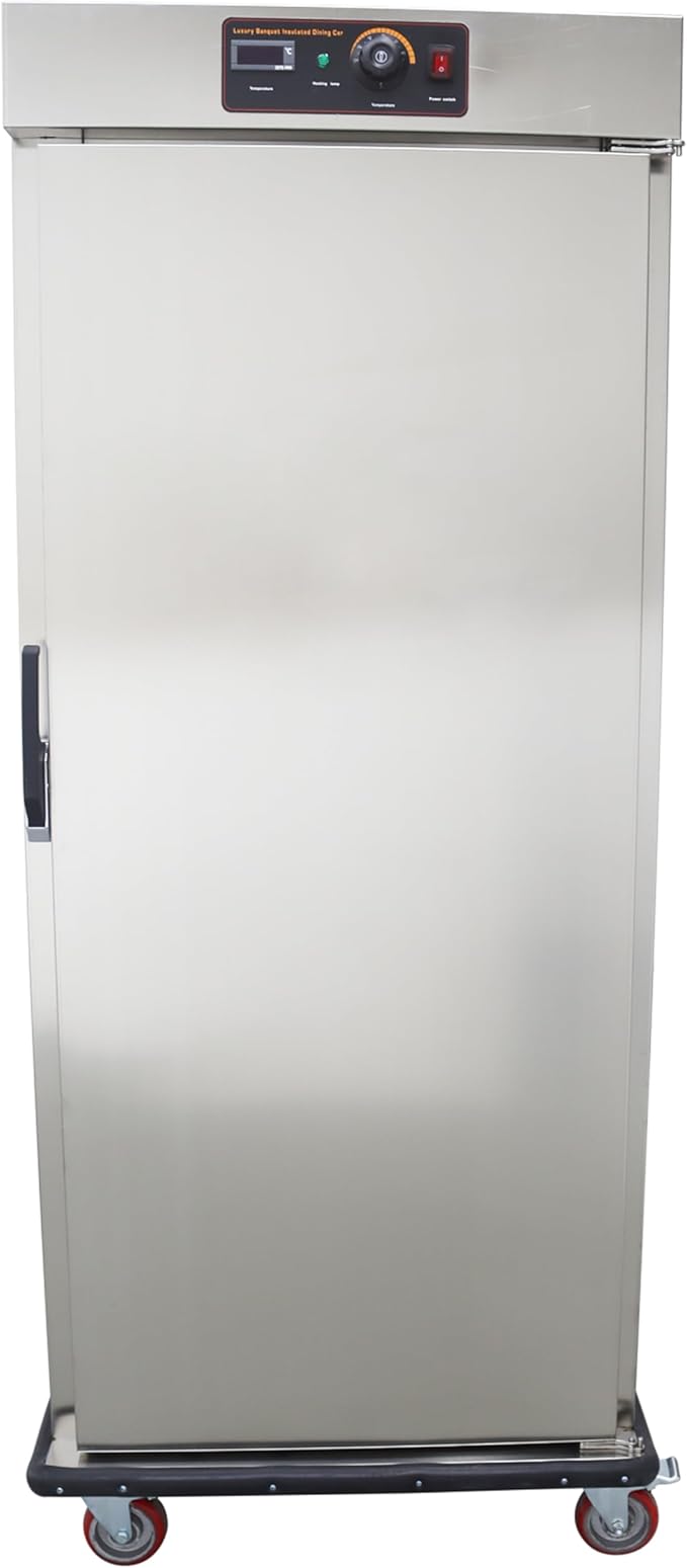 TECHTONGDA Commercial Heated Holding and Proofing Cabinet Mobile Food Warmer Catering Case Stainless Steel 11 Layers 86-185℉ 220V