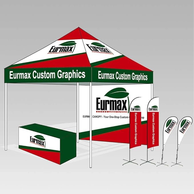 Eurmax USA 5'x5' Pop Up Canopy Tent Commercial Instant Canopies with Heavy Duty Roller Bag,Bonus 4 Sand Weights Bags (Khaki)