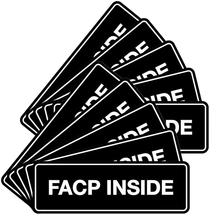 Signs ByLITA Standard FACP Inside Sign | Fire Safety Signage (Black) - Medium 10 Pack