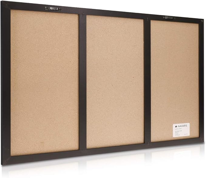 Navaris Combination Board Cork/Whiteboard/Chalkboard - 24 x 36 inches Combo Bulletin Magnetic Dry Erase Chalk Board Weekly Planner Message Organizer