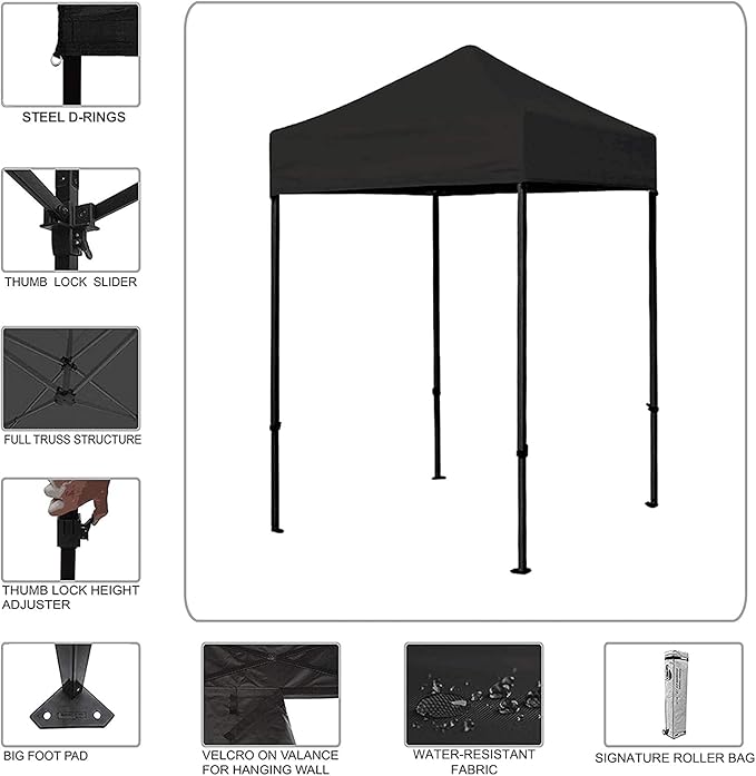 Eurmax USA Standard 5'x5' Patio Pop Up Canopy Tent Commercial Instant Canopies with Heavy Duty Roller Bag,Bonus 4 Sand Weights Bags (Burgundy)