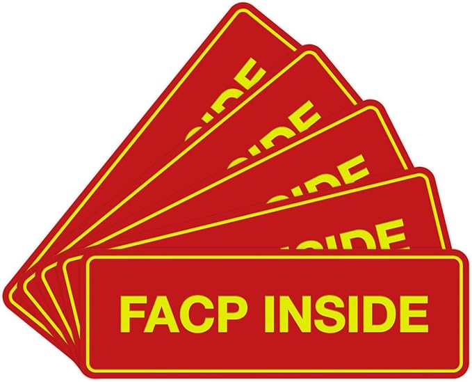 Signs ByLITA Standard FACP Inside Sign | Fire Safety Signage (Red/Yellow) - Large 5 Pack
