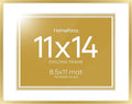 Homeforia 11x14 Diploma Frame Gold, High End Metal 11 x 14 Certificate Frames with Mat 8.5 x 11 inch, 14x11 Document Frame Matted to 8.5x11, Gold Award Degree Frame, Tempered Glass, Wall Kit, Set of 1