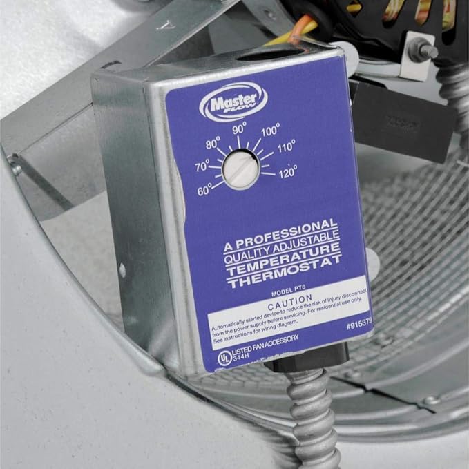 Master Flow GAF 1000 CFM Weathered Wood Power Roof Mount Attic Vent with Thermostat Controller (PT6): Efficient Ventilation & High Airflow Capacity for attic spaces upto 1,600 sq ft - ERV4WW