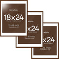 Homeforia 18x24 Walnut Poster Frame, High End Dark Oak 18x24 Brown Wooden Picture Frames with Mat 16x20, 18 x 24 Wood Frame Matted to 16 by 20, 24x18 Hanging Frames, Tempered Glass, Wall Kit, Set of 3