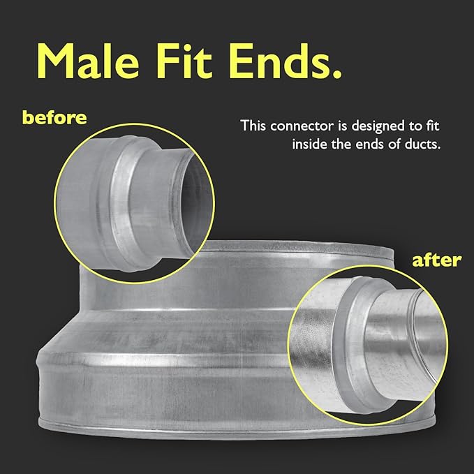 10" to 8" Inch Duct Pipe Adapter - Galvanized Steel HVAC Ducting Reducer for Ventilation - PVC Pipe, Hose Coupler - Heavy Duty Exhaust, Air Conditioner Fittings - Vent Flange Connector