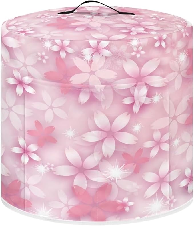 TODIYADDU Peach Floral Dust Cover for Electric Pressure Cooker Waterproof Air Fryer Cover Dust Cover with Storage Pocket and Handle Portable Instant Pot 3 Quart Pressure Cooker Cover Present