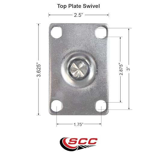 Service Caster Brand Replacement Caster for Uline Caster H-7448S - Stainless Steel Swivel Top Plate Caster with 4 Inch Maroon Polyurethane Wheel - Fits Carts and Platform Trucks H-3352