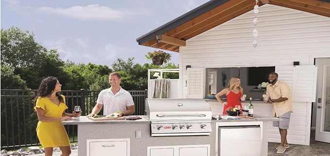 Bullet by Bull Stainless Steel Outdoor Kitchen Grill Set - Built-In Natural Gas Grill, Perfect for Entertaining -BBQ Kitchen Isl& Bundle - Includes 4 Burner Grill, Double Access Door & Side Burner