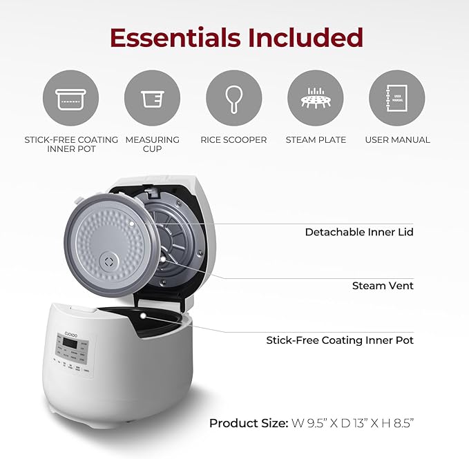 6-Cup / 1.5 Qt. (Uncooked) Micom Rice Cooker and Warmer, Steamer basket, 11 Operating Modes: White Rice, Brown Rice & More, Nonstick Inner Pot, Made in Korea, Small Rice Cooker, Multi Cooker, CR-0641F