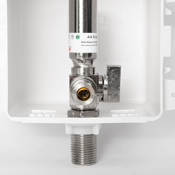 EFIELD Sweat Pre-assembled Dishwasher Outlet Box, 1/2-Inch MIP with Installed 1/4-Turn Stop Angle Valve with Copper Water Hammer Arrestor, Chrome Plated,(DW012)